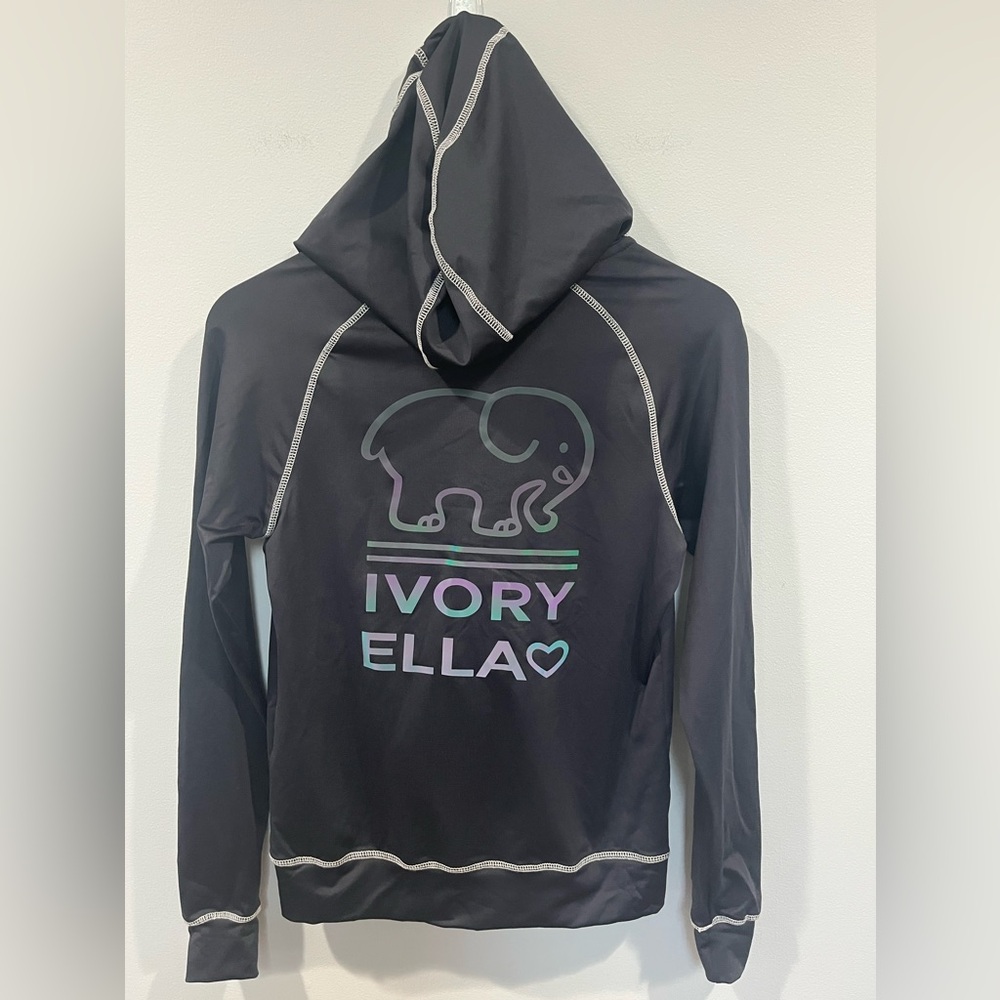 NWT Ivory Ella Women’s Full Zip‎ Black Hoodie Jacket Size Small Elephant Logo